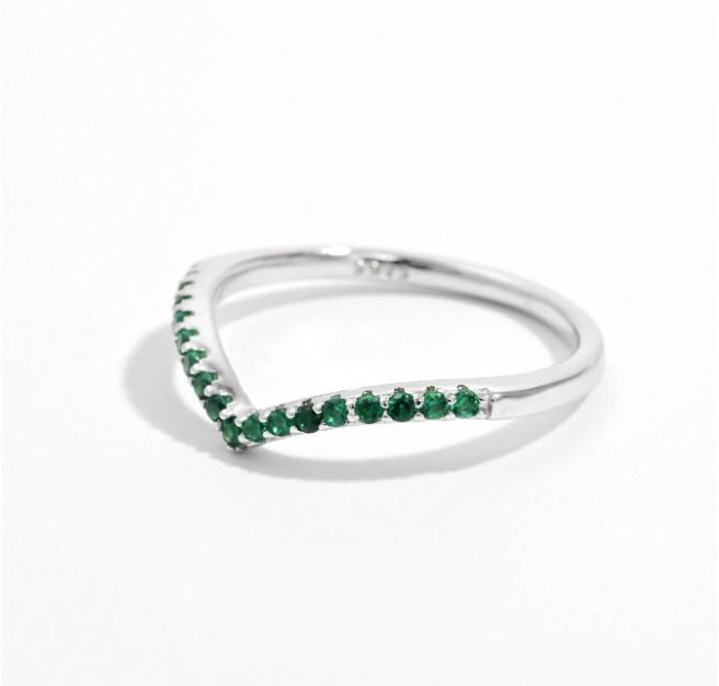 Green Zircon V Shaped Ring