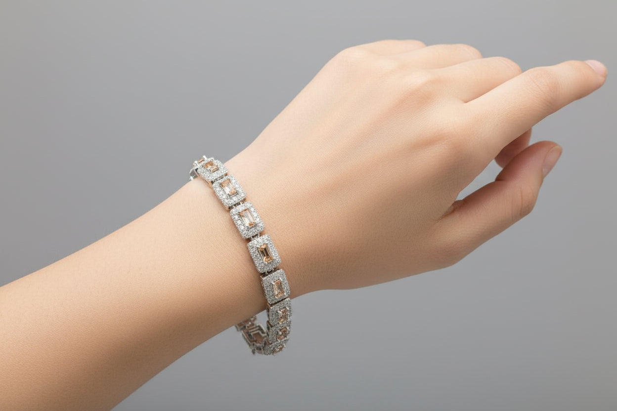 Champagne Radiance Geometric Bracelet