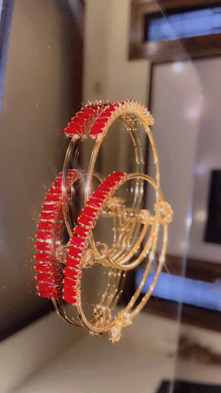 Red Glass Zircon Adjustable Bangle