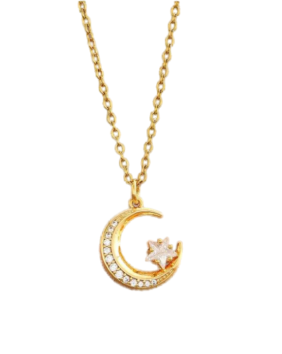 Crescent with Star Necklace