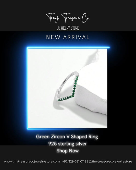 Green Zircon V Shaped Ring