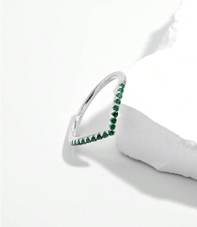 Green Zircon V Shaped Ring