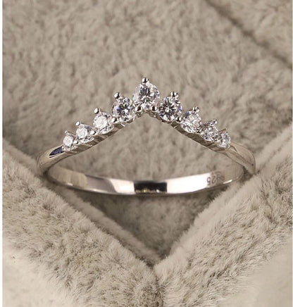 Zircon "Inverted V" Diamond Crown Shaped Ring