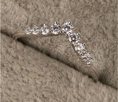 Zircon "Inverted V" Diamond Crown Shaped Ring