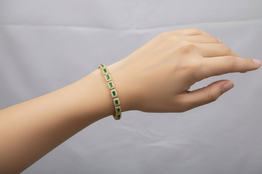 Emerald Radiance Geometric Bracelet