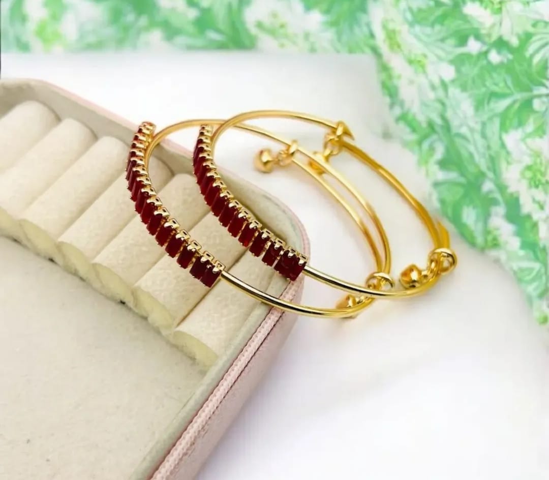 Red Glass Zircon Adjustable Bangle