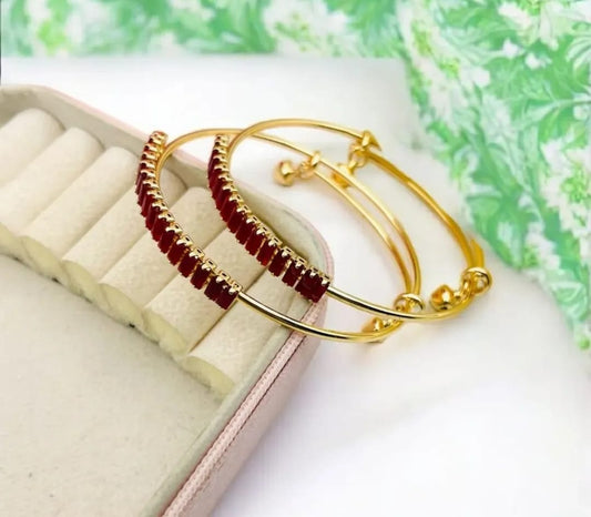 Red Glass Zircon Adjustable Bangle
