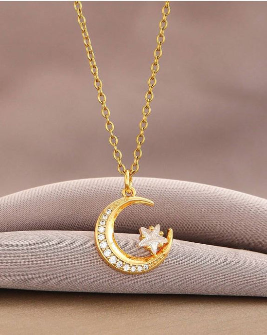 Crescent with Star Necklace